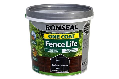 ronseal one coat fence life tudor black oak.